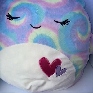 NWT Squishmallow TER The Tie Dye Narwhal 12” Plush Rainbow Whale Valentine Heart